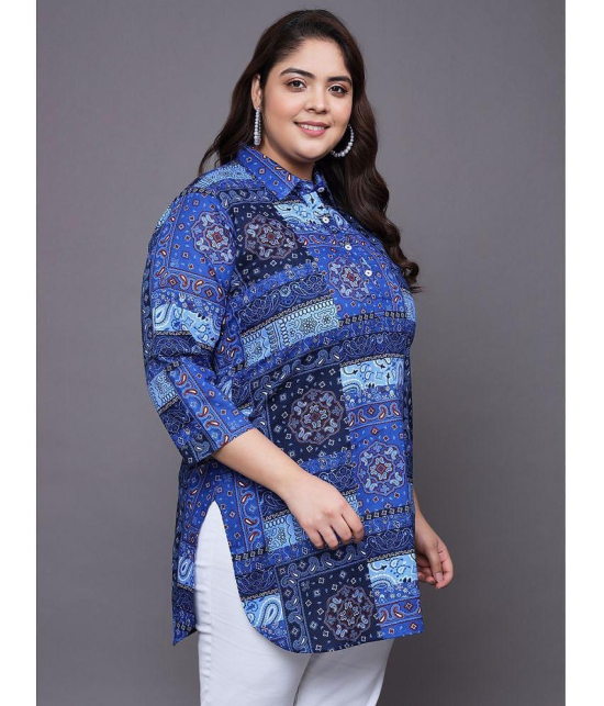 Tissu Cotton Printed Straight Womens Kurti - Blue ( Pack of 1 ) - None