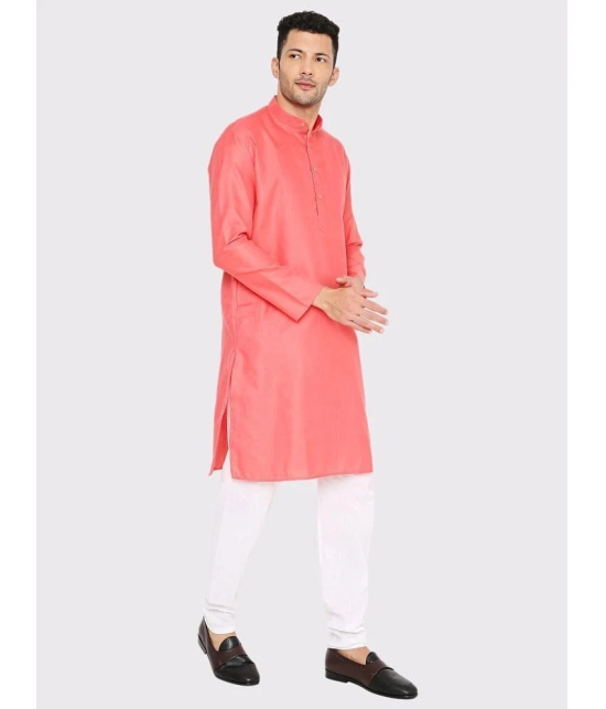 Maharaja - Coral Cotton Blend Mens Regular Kurta ( Pack of 1 ) - None