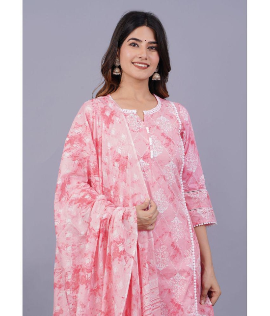 Doriya - Pink Straight Cotton Blend Women's Stitched Salwar Suit ( Pack of 1 ) - None