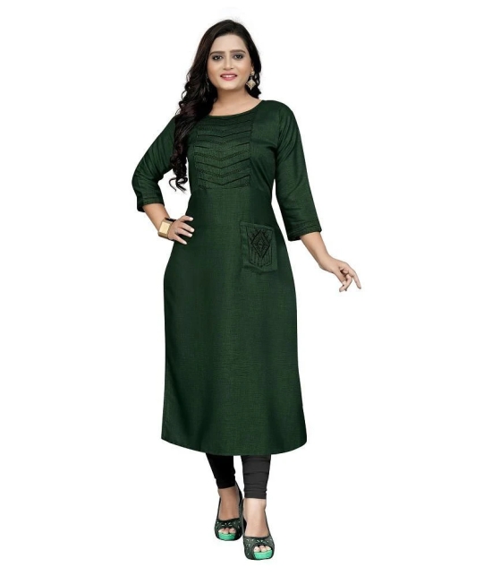 Lerkiza - Green Rayon Womens Straight Kurti ( Pack of 1 ) - XXL