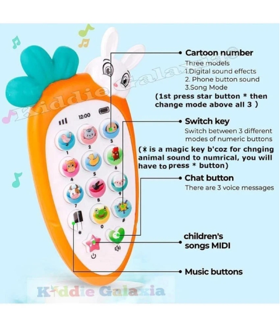 Mobile Phone Toys for Kids Smart Phone Cordless Feature Rabbit Mobile Musical Sound Toys with Smart Light Battery Operated Birthday Gifts for Girls Boys (Pack of 1 )Battery Included