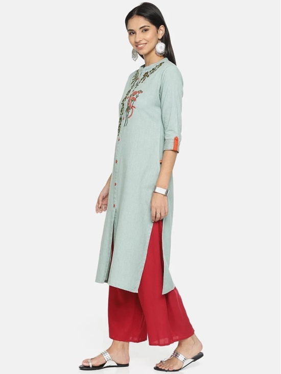 Alena - Blue Cotton Womens Front Slit Kurti - XL