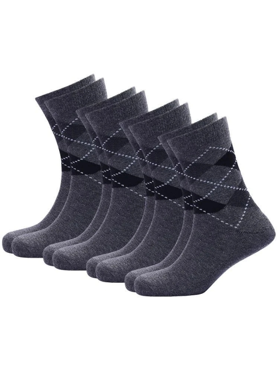 PLIMA Cotton Mens Argyle Dark Grey Mid Length Socks ( Pack of 4 ) - Dark Grey