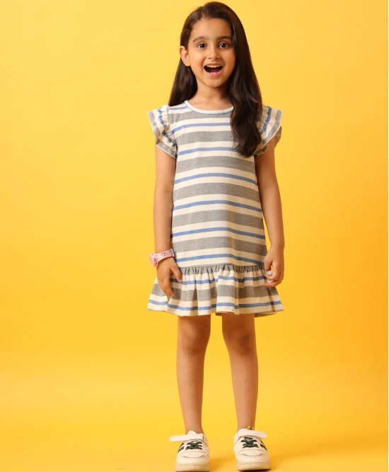 GREY WHITE STRIPED RUFFLE DRESS-GREY-10-12 YEARS / 1N / GREY