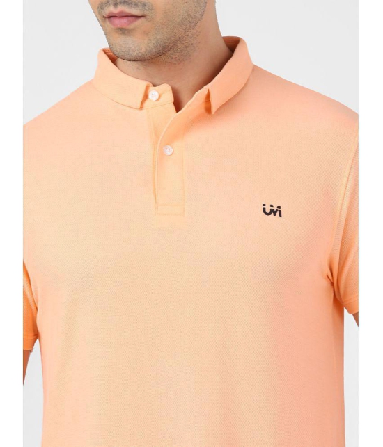 UrbanMark Men 100% Cotton Half Sleeves Regular Fit Solid Polo T Shirt-Peach - None