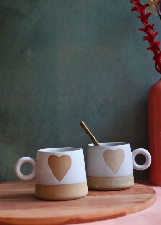 Rustic Heart Mugs-Set of Four