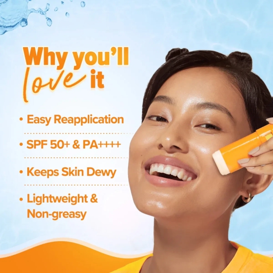 Glow+ Dewy Sunstick with SPF 50+ & PA++++ for Easy Reapplication & No White Cast - 20g