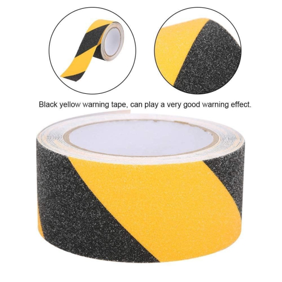 Anti Skid Anti Slip Self-Adhesive Waterproof tape for Slippery Floors, Staircase, Ramps and Outdoor/Indoor Stairs (Yellow-Black)