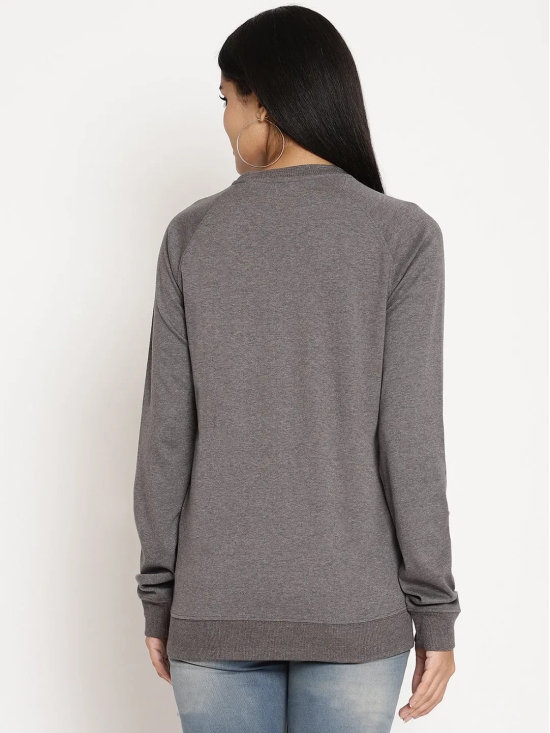 Women Explorer Grey Solid Sweatshirt-XXL