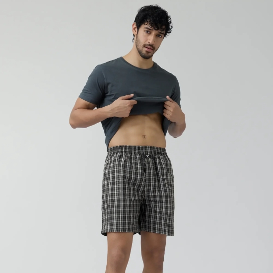 Checkmate Combed Cotton Boxer Shorts Crypto Black S