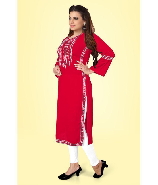 Kapadia - Red Rayon Women''s Straight Kurti ( Pack of 1 ) - None