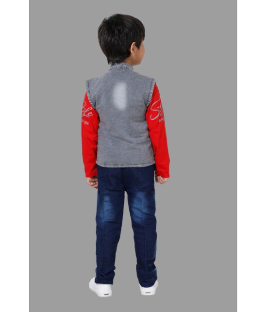 DKGF Fashion - Light Grey Cotton Blend Boys Shirt & Jeans ( Pack of 1 ) - None