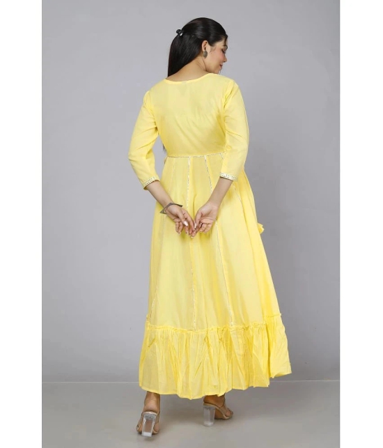 HIGHLIGHT FASHION EXPORT - Yellow Cotton Blend Womens Fit & Flare Dress ( Pack of 1 ) - None