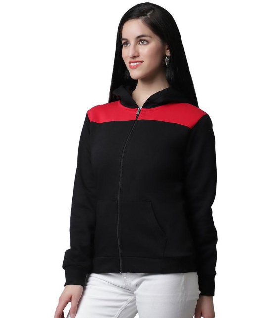 Rute Cotton - Fleece Black Hooded Sweatshirt - None