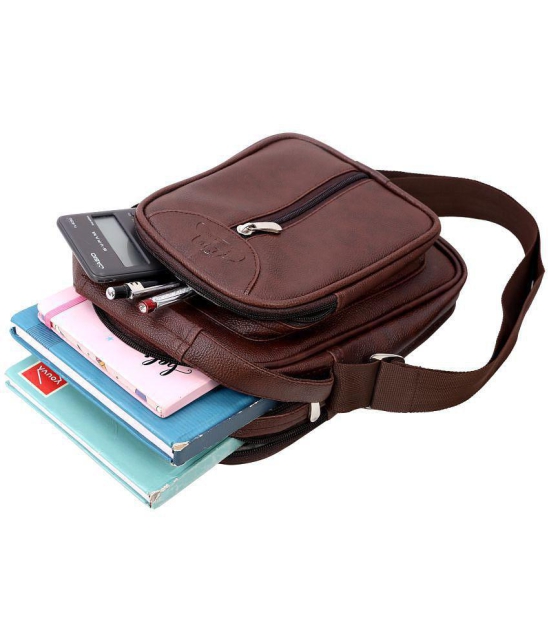 Leather Gifts Messenger Bag Brown  - Brown