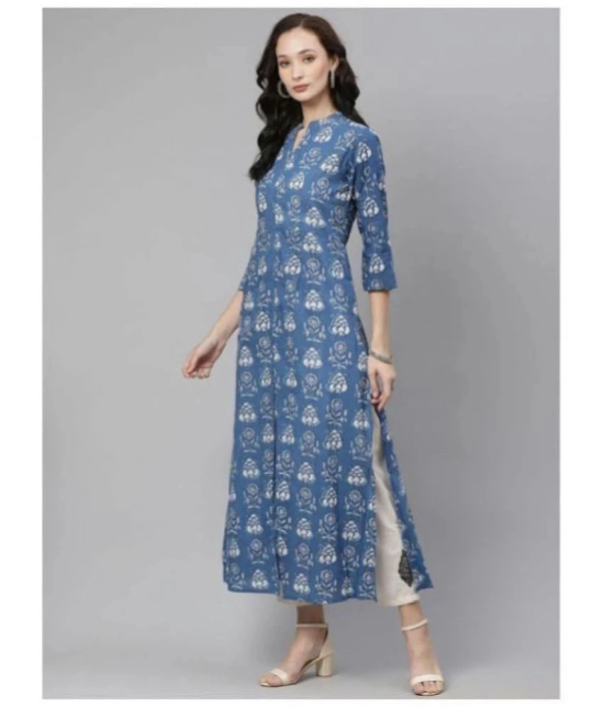 Divena Blue Cotton Straight Kurti - Single - 5XL