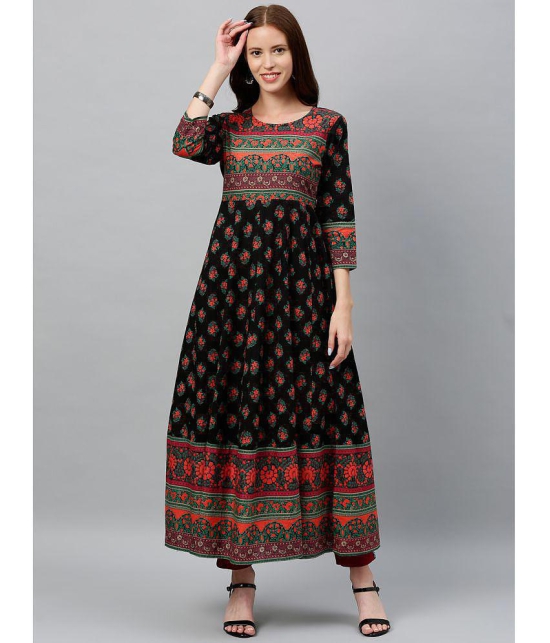 KIPEK - Black Cotton Women's Anarkali Kurti ( Pack of 1 ) - None