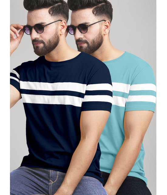 AUSK - Blue Cotton Blend Regular Fit Mens T-Shirt ( Pack of 2 ) - None