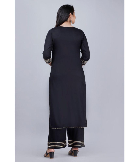 MAUKA - Black Straight Rayon Women's Stitched Salwar Suit ( Pack of 1 ) - None