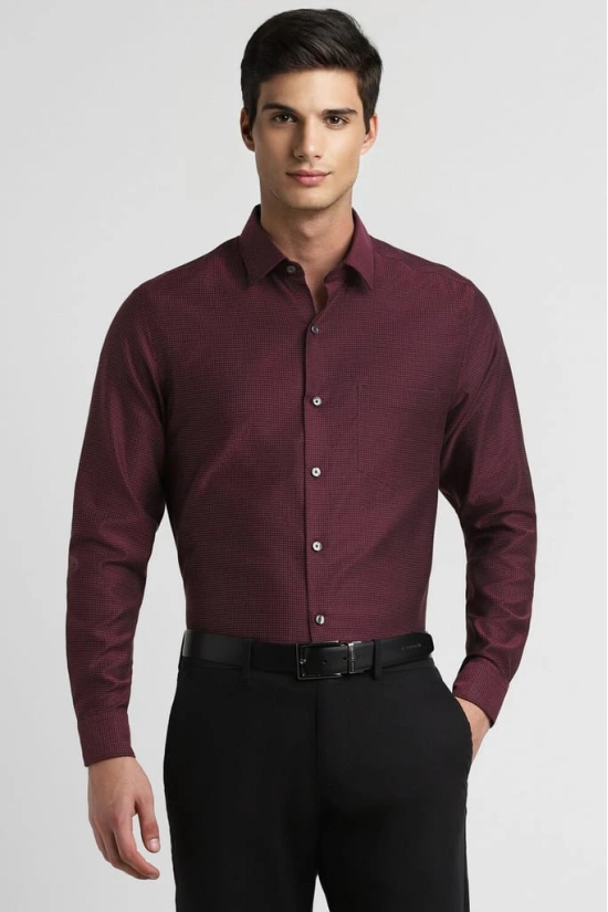 Men Purple Slim Fit Formal Full Sleeves Formal Shirt