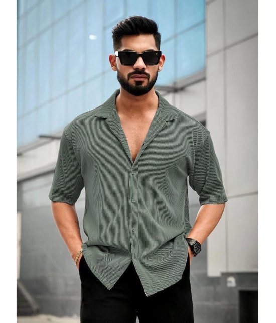 clafoutis Polyester Regular Fit Self Design Half Sleeves Men's Casual Shirt - Sea Green ( Pack of 1 ) - None