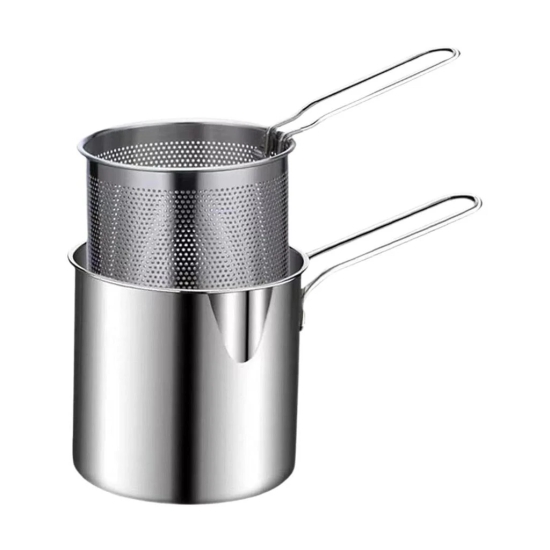 Deep Frying Pot With Basket Stainless Steel Fryer Pot With Long Handle Mini Deep Oil Fryer