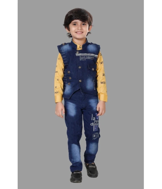 DKGF Fashion - Mustard Cotton Blend Boys Shirt & Jeans ( Pack of 1 ) - None