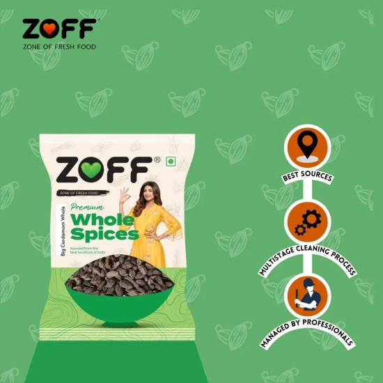 Zoff Black Big Cardamom | Rich in Aroma | Badi Elaichi