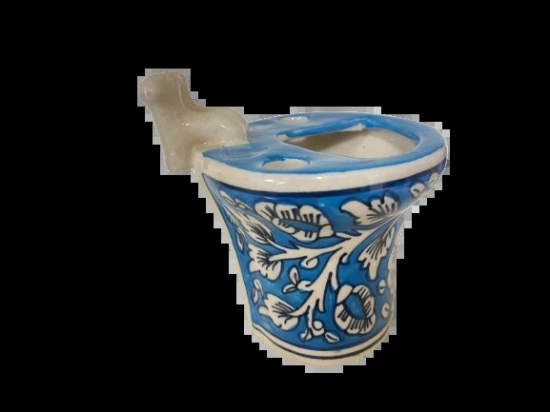 KHURJA POTTERY Bathroom set Mughal painting Sky Blue New SO4