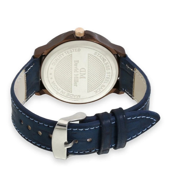 David Miller - Blue Leather Analog Mens Watch