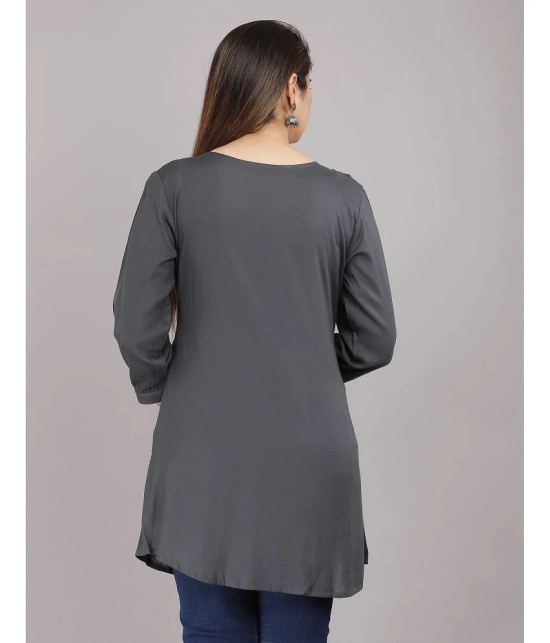 HIGHLIGHT FASHION EXPORT - Grey Rayon Womens Flared Kurti ( Pack of 1 ) - None