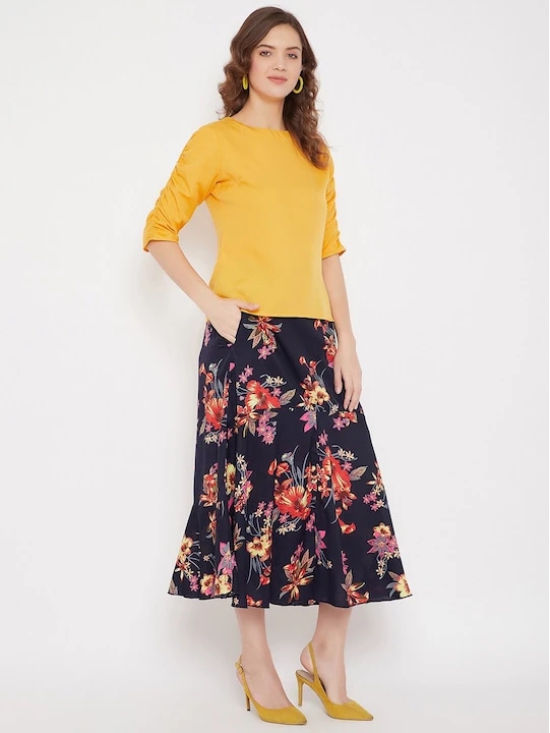 Women Yellow & Navy Blue Top with Skirt