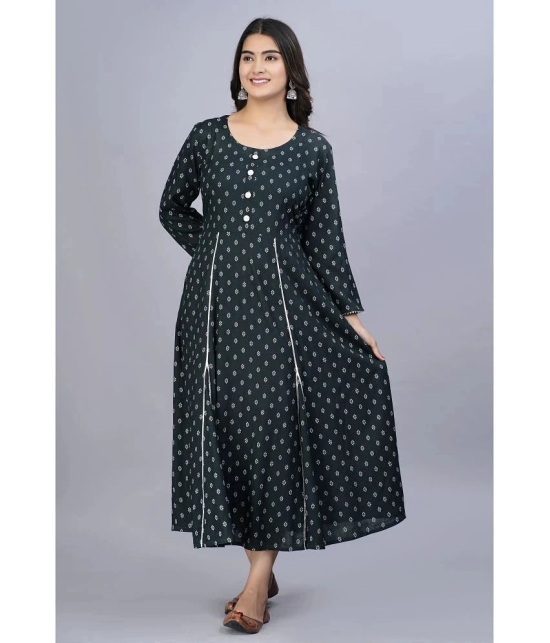 Smien - Green Rayon Womens Flared Kurti ( Pack of 1 ) - None