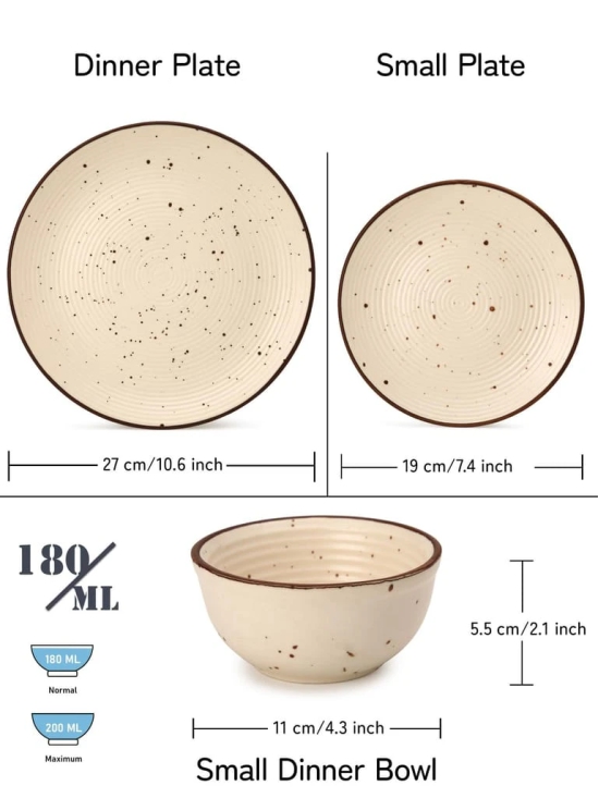 Bodhi House Handcrafted Stoneware Ceramic Dinner Set, 6 Pieces Dish Set Serving for 2, Microwave and Dishwasher Safe, Bone-ash Free, Crockery Set for Dining and Gifting, Beige