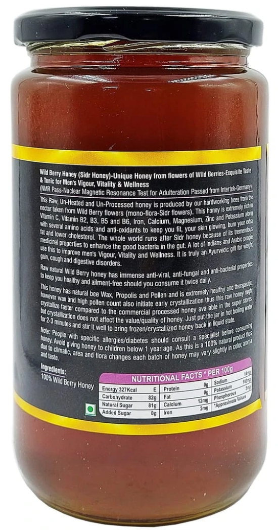 Farm Naturelle- Raw 100% Natural NMR Tested , Pass , Certified Wild Berry Honey (Sidr Honey)-Unique Honey from flowers of Wild Berries-Exquisite taste & Tonic for Men?s Vigour, Vitality & Wellness (1 Kg)