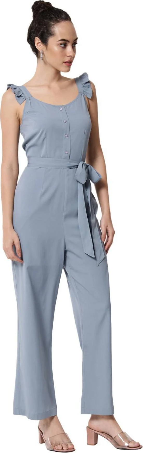 ALL WAYS YOU Women jumpsuit Poly Crepe fabric with Sleeveless & U Neck Blue XXL