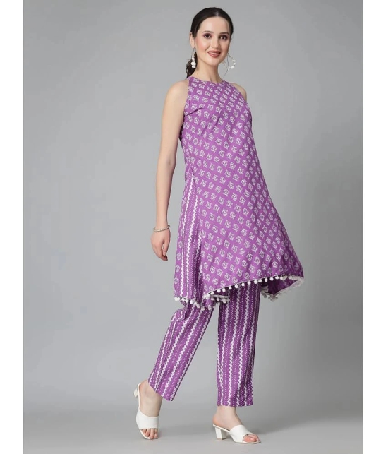 Stylum Purple Printed Pant Top Set - None