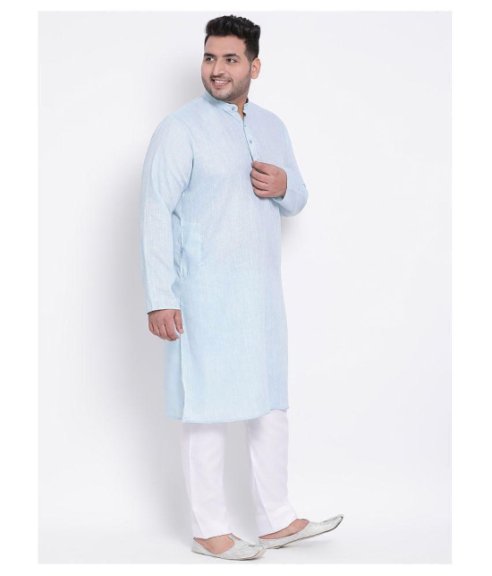 Hangup Green Linen Kurta Pyjama Set - None