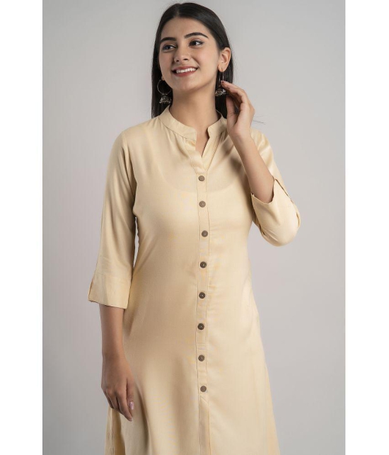 MAUKA - Cream Rayon Women''s Front Slit Kurti ( Pack of 1 ) - None