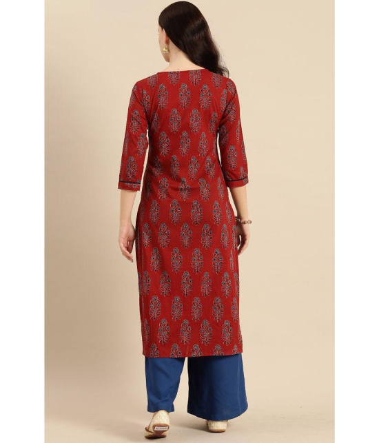 Rajnandini - Maroon 100% Cotton Women's Straight Kurti ( Pack of 1 ) - None