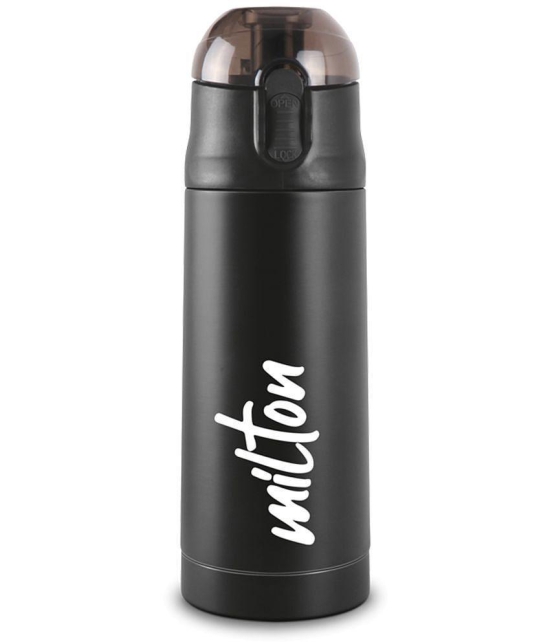 Milton New Crown 400 Thermosteel Hot or Cold Water Bottle, 350 ml, Black - Black