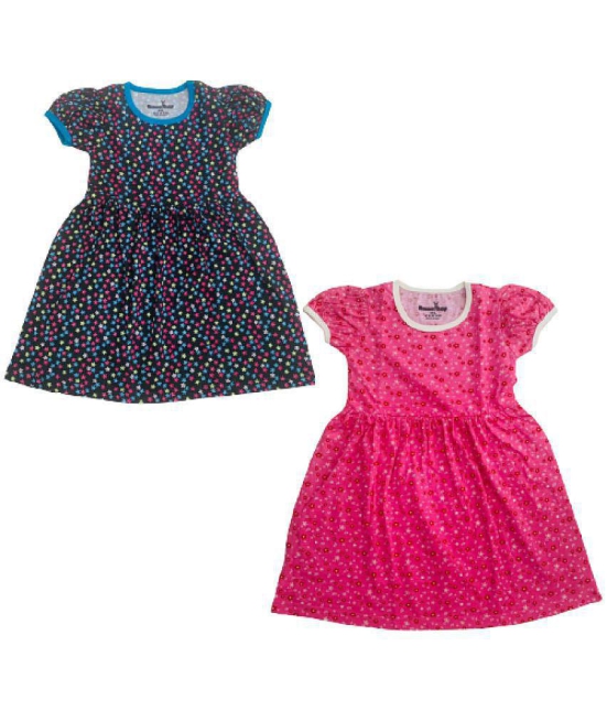 NammaBaby - Pink Cotton Girls Fit And Flare Dress ( Pack of 2 ) - None