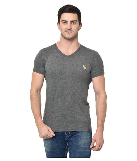 Vimal Jonney Cotton Blend Grey Solids T-Shirt - None