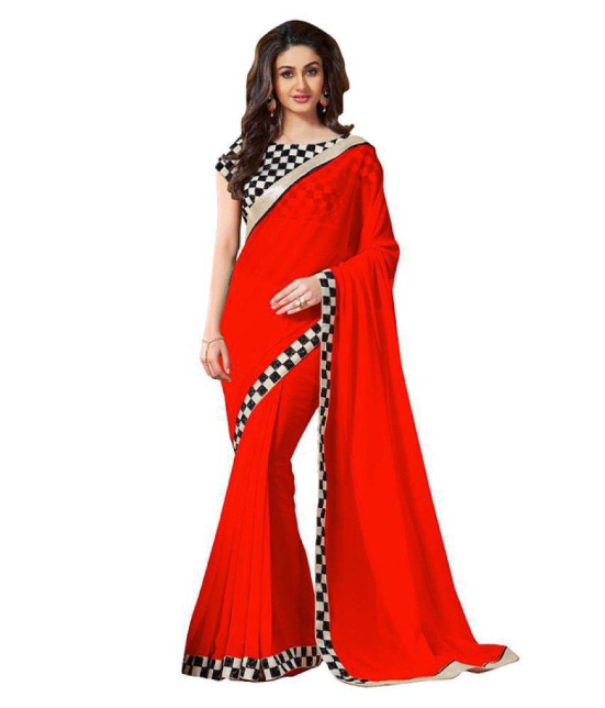 Av Fashion Red Chiffon Saree