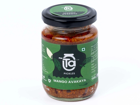 Ta Pickles | Mango Avakaya Pickle With Garlic | Made with Cold Pressed Oil | Homemade | Traditional Indian Taste | Natural | No Preservatives (150 gm)