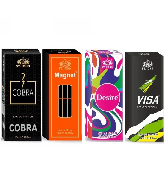 ST.JOHN Cobra ,Magnet,Desire & Visa 10ml Pocket Perfume For Men 10ml Each (40ml) - Pack of 4