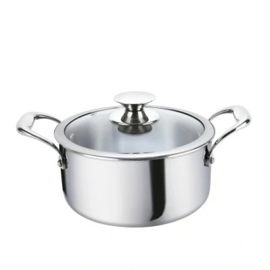 Alda Vitale Tri Ply Stainless Steel Casserole with Glass Lid 22cm  by Mahavir Home Store