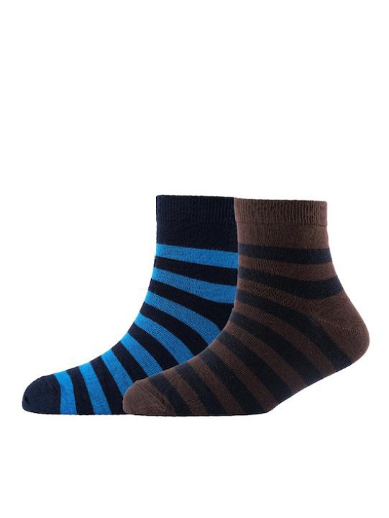 Men Pack Of 2 Striped Cotton Ankle Length Socks