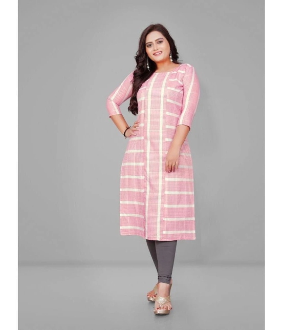 Parastri - Pink Cotton Womens Straight Kurti ( Pack of 1 ) - None