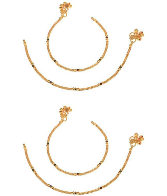 AanyaCentric - Gold Anklets ( Pack of 2 ) - Gold